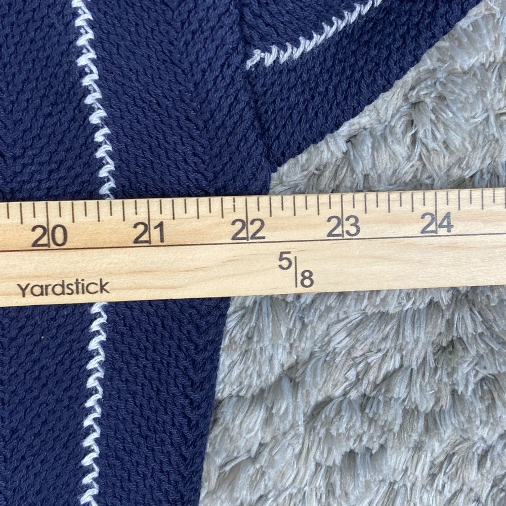 Vintage Ralph Lauren Chaps Sweater Mens M Navy Blue Stripe Herringbone Knit USA